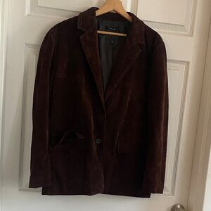 Zara Dark Brown Leather Blazer
